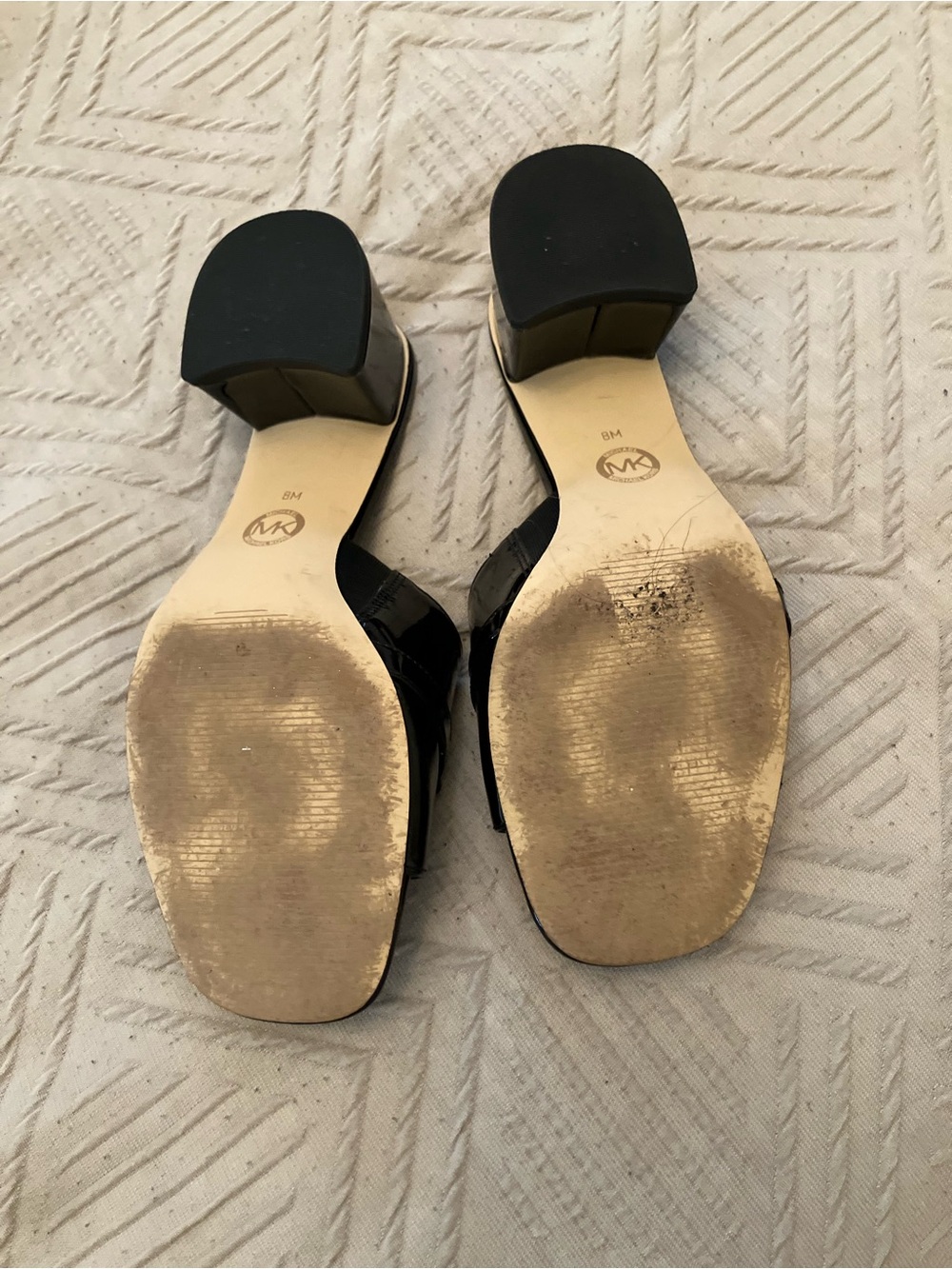 Michael Kors Black Patent Block Heel Sandals